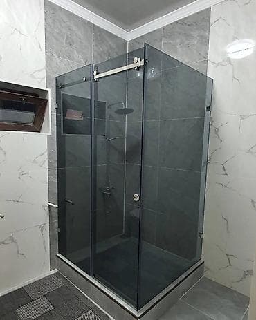 Терезелер жана комплектөөчүлөр: Угловая душевая перегородка с раздвижной системой дверного открывания — 8