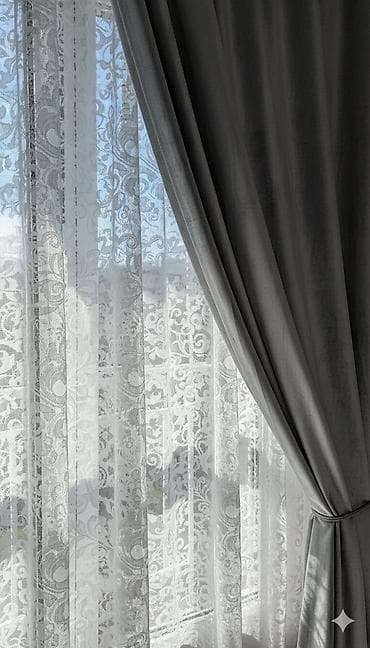 Комплект штор, Велюр, Готовое изделие, Б/у, Для зала, Для офиса, Для спальни