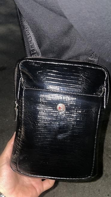 барседка: Мужская сумка через плечо фирмы BUTUN - Материал: черная кожа с — 4