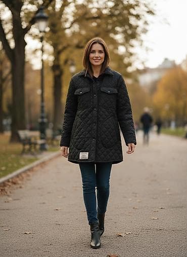 Пальто, Осень-весна, Стеганый, Длинная модель, С утеплителем, S