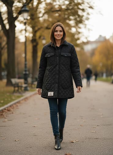 пуховик под пальто: Пальто, Осень-весна, Стеганый, Длинная модель, С утеплителем, S — 1