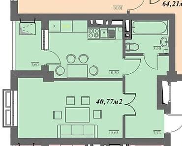 Недвижимость: 1 комната, 40 м², Ботанический сад Элитка, 8 этаж, ПСО (под самоотделку) — 5