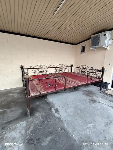Эки кишилик керебеттер: Кованая металлическая кровать-тахта - Материал: прочный металл с — 8