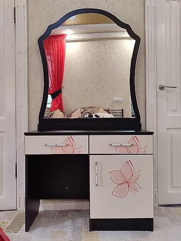 подставка корана: Туалетный столик, С зеркалом, цвет - Черный, ЛДСП — 2