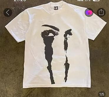 мужская футболка с волком: Футболка с крупным монохромным принтом «глаза». - Базовый белый цвет — 1