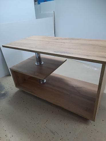 small table: Журнальный стол, Новый, Прямоугольный, С колесиками, цвет - Серый — 2