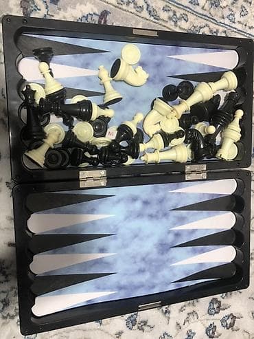 чехол а3: Набор настольных игр 3 в‑1: шахматы + нарды в складном кейсе,шашки - — 4