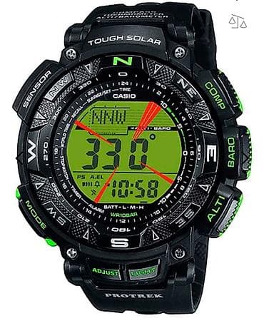 Спорттук сааттар: Спорттук сааттар саат, Casio (G-Shock), Альтиметр, Барометр, Таймер жана секунда өлчөгүч, Суу өткөрбөөчү, Асыл нуска, Эркектердики, Колдонулган — 1