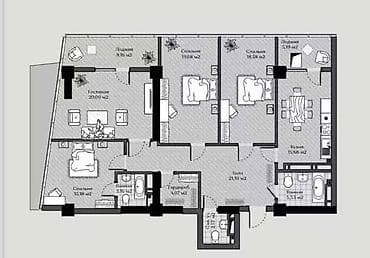 erl group: 3 комнаты, 136 м², Элитка, 11 этаж — 6