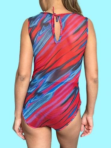 купальники оптом: Слитный купальник, С накидкой, Made in KG, цвет - Красный, S, M, L — 2