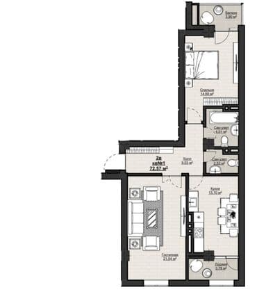 обмен на дом в городе каракол: Строится, 2 комнаты, 73 м² — 3