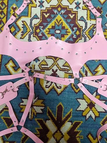 двойной страпон: 🌸 Эффектная портупея с ошейником и наручниками (комплект)(БДСМ)🌸 — 5