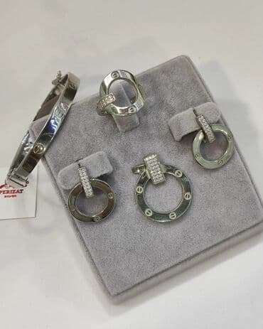 свадебные наборы ручной: Серебряный комплект+ Билерик 925 пробы Дизайн под Карьтие Размеры — 3