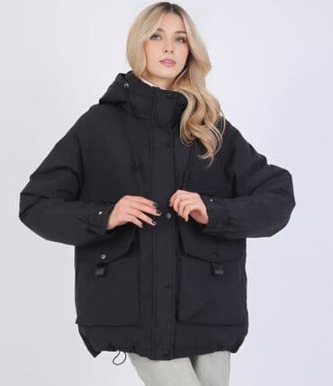 фирменные часы: Пуховик, Короткая модель, Оверсайз, L — 2