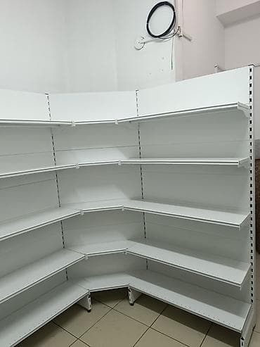 Торговое оборудование: Торговый стеллаж угловой модульный, металлический, белый. Описание: - — 6