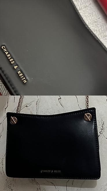 Сумка Charles & Keith, черная, компактного формата через плечо. -