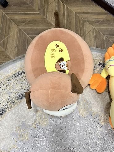 Текстиль: Большие мягкие игрушки-подушки для детей: - Щенок: бежево-коричневый — 3