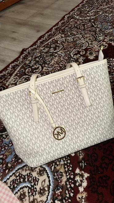 Сумки: Сумка-тоут Michael Kors Jet Set - Цвет: молочный/бежевый с — 1