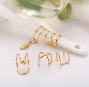 свадебные платья для покрытых: Серьги - клипсы, У каффы из нержавеющей стали, клипсы для ушей — 3