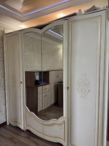белорусская мебель: Спальный гарнитур, Б/у, Двуспальная кровать, Комод, Тумба, Белоруссия, ДСП, Самовывоз, цвет - Бежевый — 4