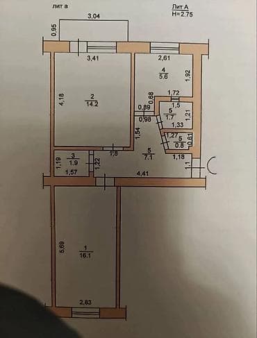 2 комнаты, 48 м², Индивидуалка, 4 этаж, Старый ремонт