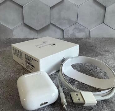 аирподсы оригинал: Каптагычтар, Apple, Жаңы, Электр зымсыз (Bluetooth), Классикалык — 2