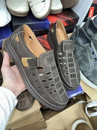 Мужские летние кожаные туфли/сандалии - Форматы: закрытые сандалии с