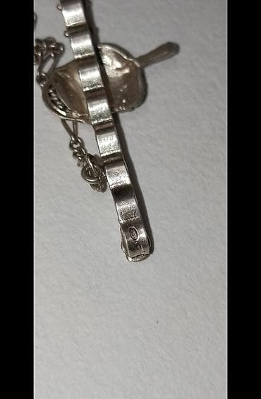 страховочный: Серебряная зажим‑булавка для галстука с цепочкой и страховочным — 2