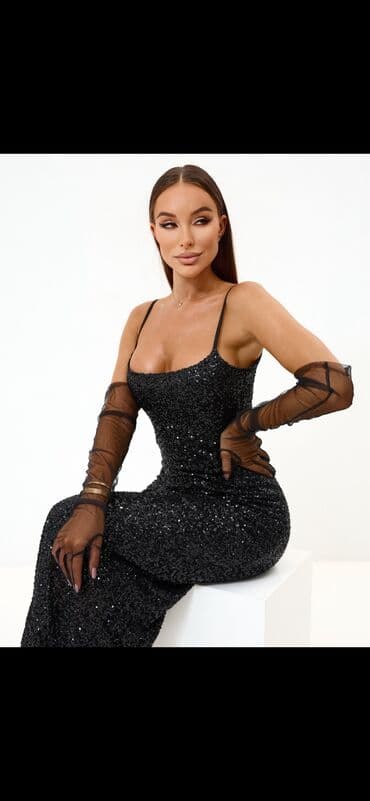 вечернее платье футляр: Вечернее платье, Классическое, Длинная модель, Без рукавов, С пайетками, Все размеры — 5