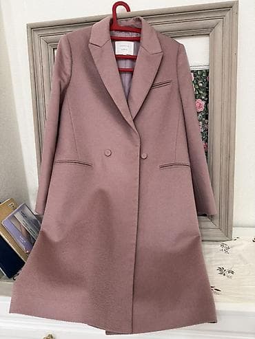 Пальто, Классика, Осень-весна, Кашемир, По колено, Двубортная модель