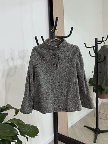 Пальто: Пальто, Зима, Твид, Короткая модель, Рукава реглан, S, M — 1