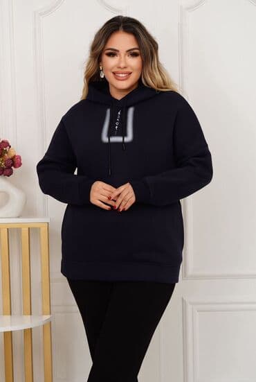 спортивное оборудование: Распродажа Женский утеплённый спортивный худи большого размера — 1