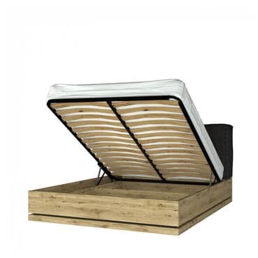 двуспальная кровать с подъемным механизмом: Стрит Кровать 160М с подъемником, дуб наварра/черный, Анрэкс — 2