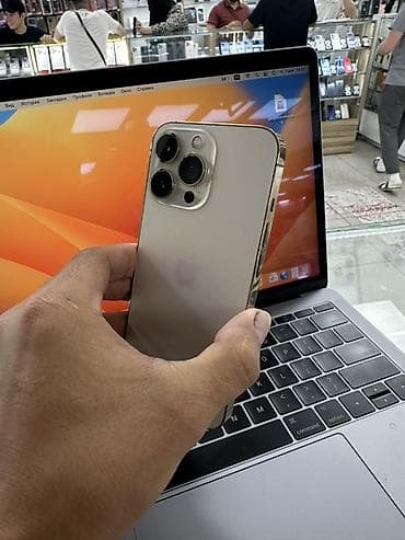 apple max: IPhone 13 Pro, Б/у, 256 ГБ, Золотой, Защитное стекло, Чехол, 97 % — 6