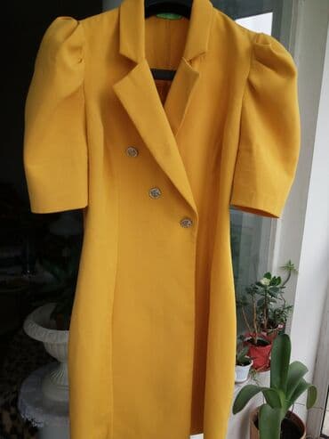 желтое платье на новый год: Повседневное платье, Лето, Короткая модель, Креп, Платье-пиджак, 2XL — 1