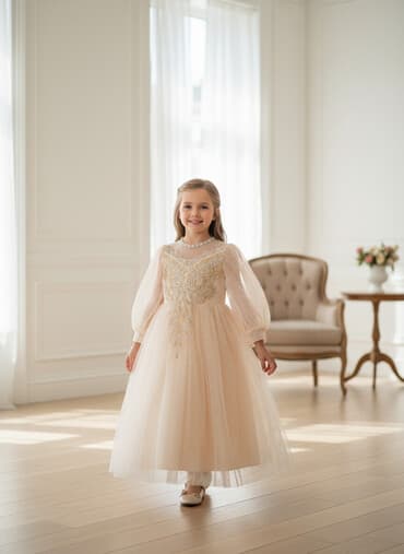 пышный подъюбник для детского платья: Детское платье, цвет - Бежевый — 1