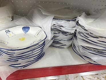 dish sets: Набор столовой посуды (тарелки и пиалы) из керамики/фарфора с разными — 6