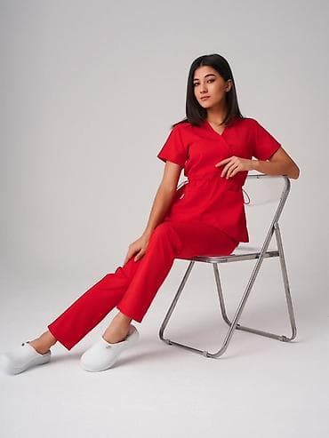 Ингаляторлор, небулайзерлер: Женский медицинский комплект (топ + брюки) - Фасон: кимоно с запахом — 6