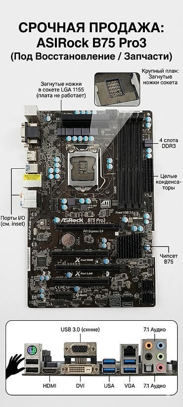 macbook 2012 pro: Материнская плата для ПК, Б/у, ASRock, LGA1155 — 1