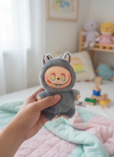 домашний батут: Мягкая игрушка-кукла в сером «волчьем» костюме - Размер: примерно — 2