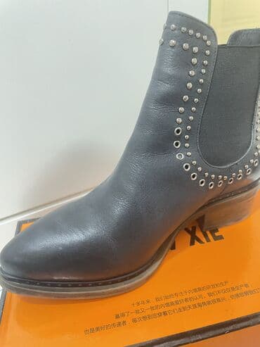 кожаные портмоне бишкек: Женские кожаные челси с декором - Цвет: темно‑серый/черный - Материал — 4