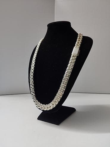 мужские серебряные цепочки: Серебряная цепь Двойной Бисмарк с Ромбовидными вставками Серебро 925 — 5