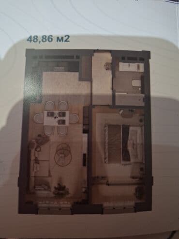 сдаю квартиру бишкек кок жар: 1 комната, 48 м², 9 этаж, ПСО (под самоотделку) — 1