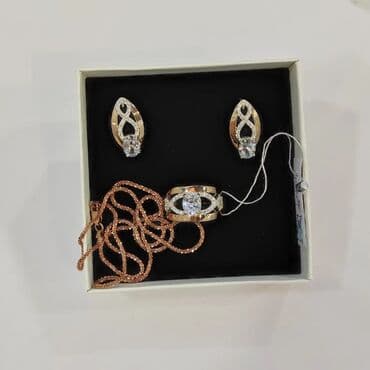 набор пандора: Серебряный комплект+ цепочка Серебро напыление золото 925 пробы — 2