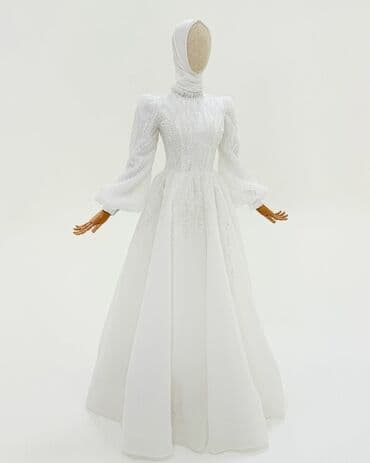 свадебное платье в стиле прованс: Свадебное платье, Со шлейфом, Атлас, Пышное, Кружево, Б/у — 1