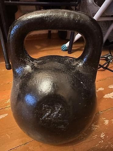 гиря 8: Гиря чугунная 24 кг - Классическая форма пудовки с широкой удобной — 2