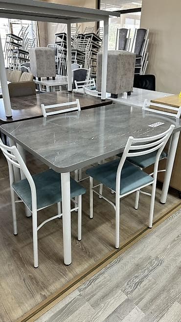 small table: Обеденные гарнитуры с металлическим каркасом и столешницей «под — 4