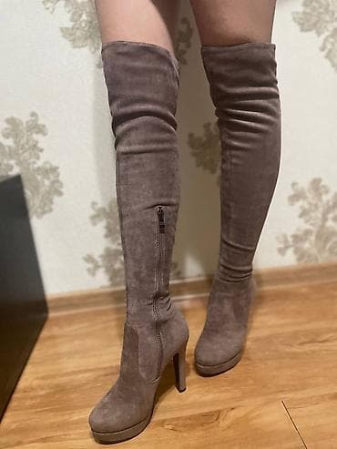 Сапоги: Сапоги, 35.5, 36, Sam Edelman, Б/у, цвет - Бежевый, Самовывоз — 2