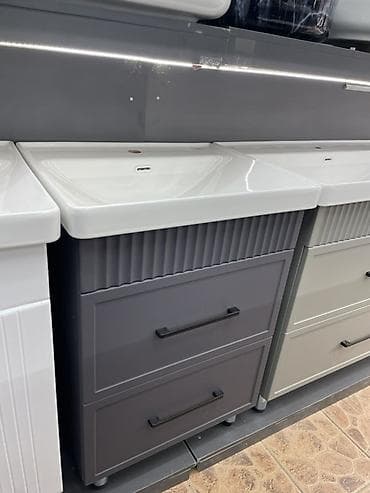 Тумба для ванны, С раковиной, цвет - Серый