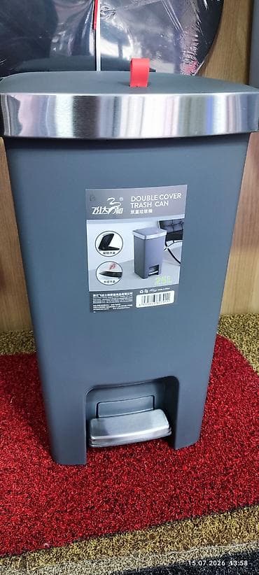 Хозтовары: Мусорное ведро Double Cover Trash Can, 25 л - Объем: 25 литров — — 2